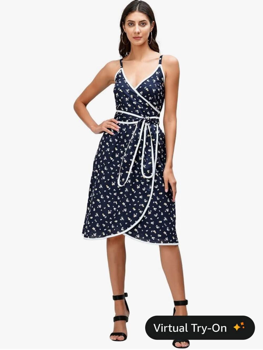 eShakti Women's Floral Print Cotton wrap Sundress